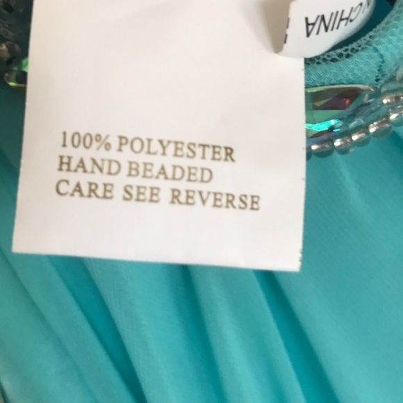 Turquoise Prom Dress, Hand Beaded, Size S - Picture 8 of 8
